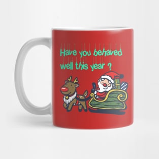 New year illustration of Santa Claus with gifts and reindeer with him Mug